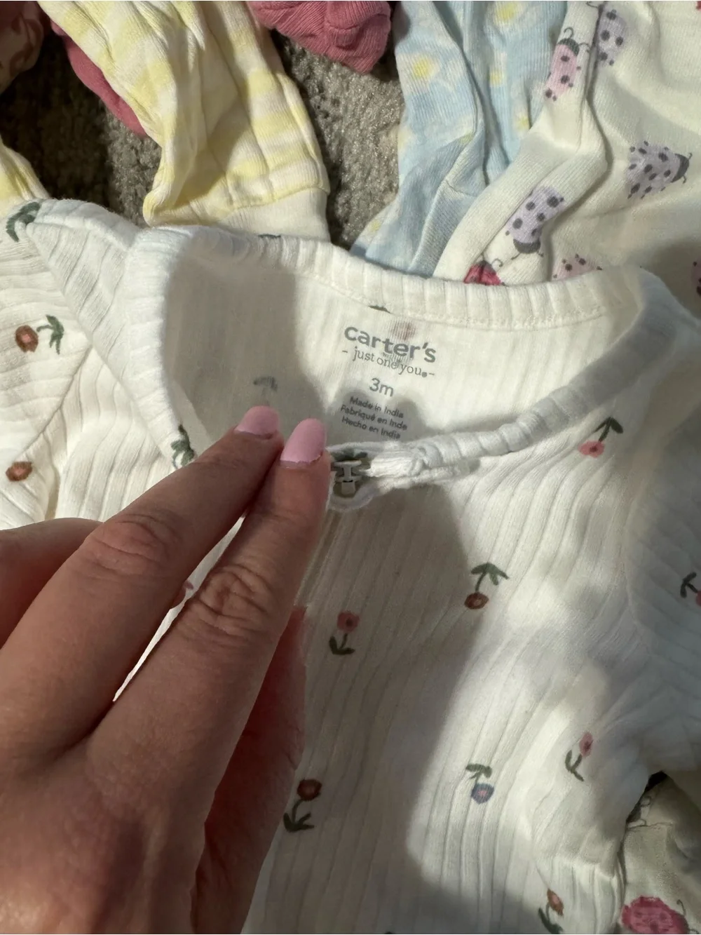 8 Piece 0-3/3 Month Mixed Baby Girl Pastel Footed One-Piece Sleepers Bundle